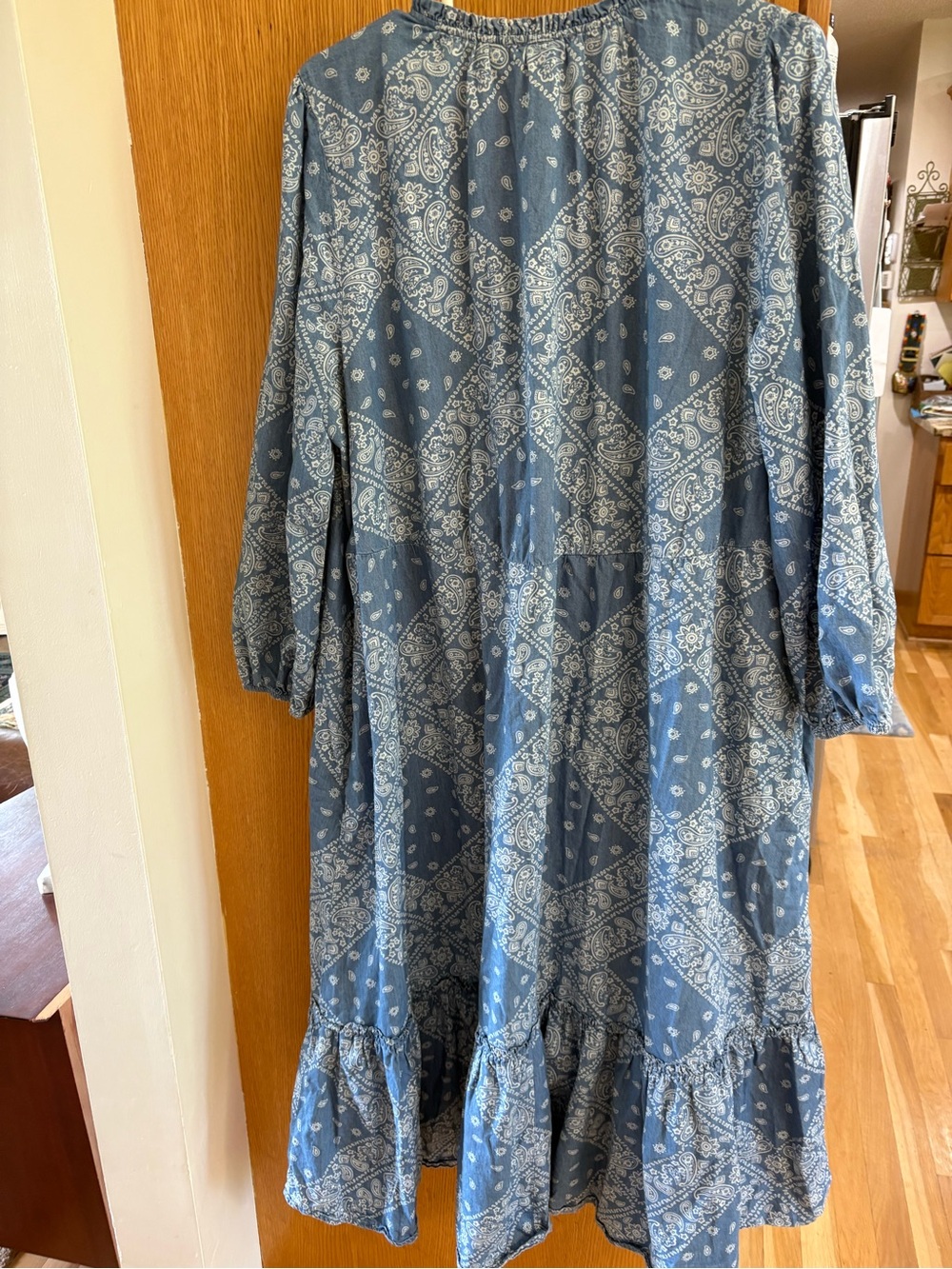 Daily Threads Vintage Blue Bandana-Print Tiered Maxi Dress 100% Cotton - Picture 4 of 7
